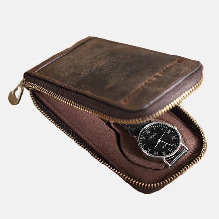 Personalized Single Leather Portable Travel Watch Case